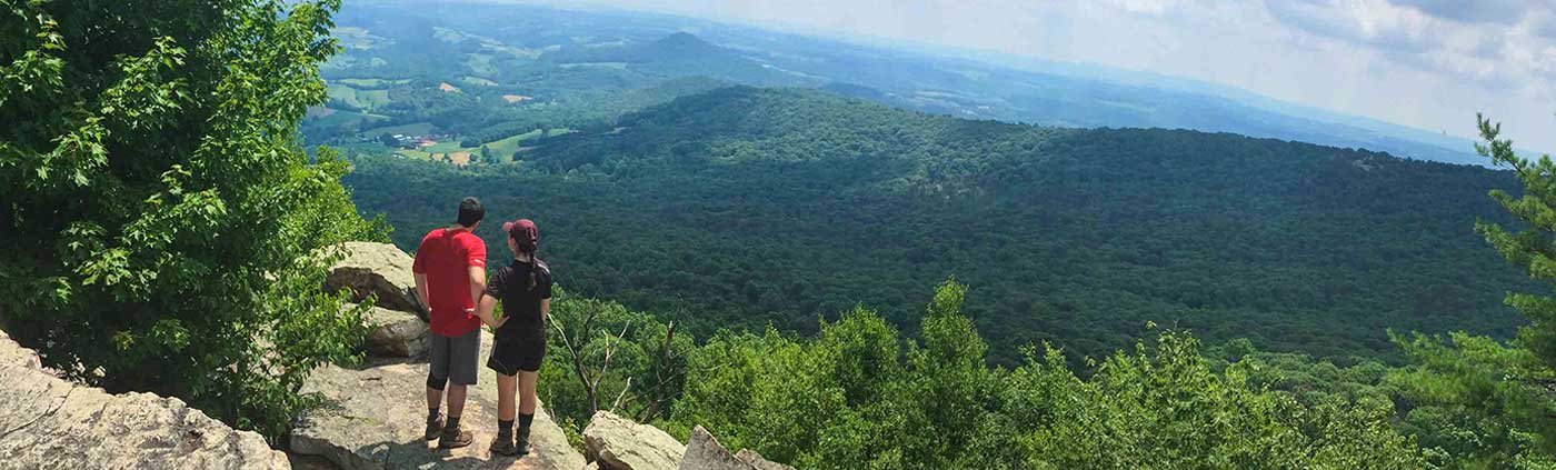Hikers at overlook in Clarion County, PA