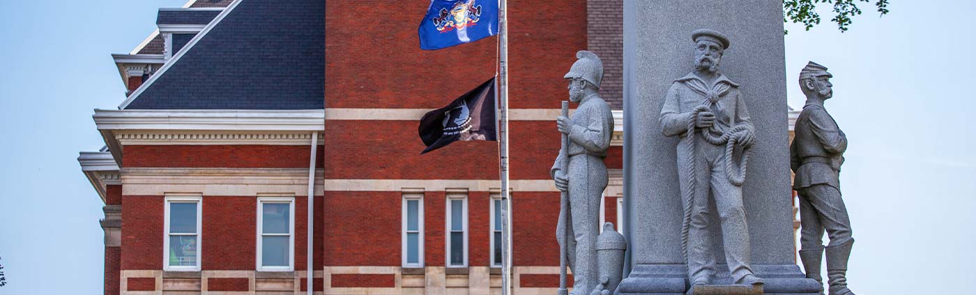 statues in downtown clarion, pa